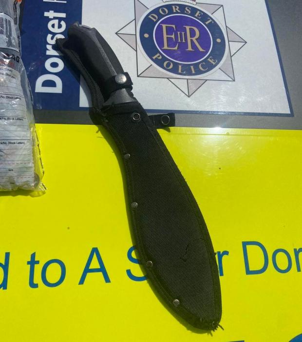 Bournemouth Echo: Machete found on driver during stop in Pokesdown. Picture: Dorset Police No Excuse