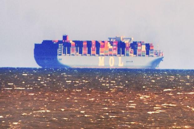 One of the Container Ships at Southwold Anchorage. - Credit: Mick Howes