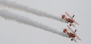 The Breitling Wingwalkers went through their moves despite the wind.