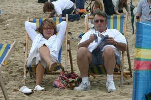 Bournemouth Air Festival 2010. Pic by Hattie Miles. Relaxing at the air festival.