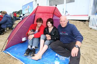Sarah and Lauren Hubbard and Chris  Ward who were staying in Bournemouth for the Air Festival from Bicester, Oxford.