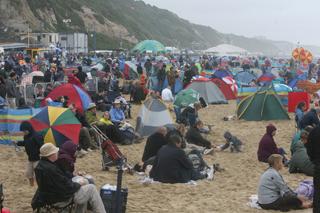Disappointing weather for the air festival, but there were still crowds on the beach