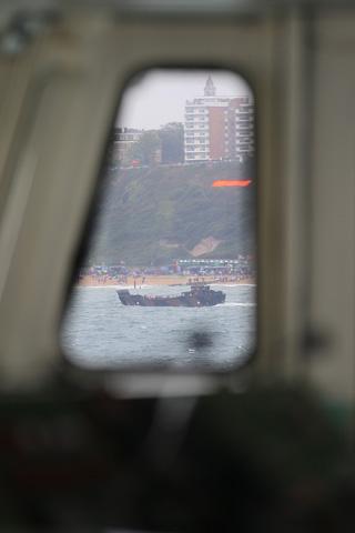 Bournemouth Air Festival Day Three - Day on RFA Largs Bay  -  A Royal marine landing craft carries out a raid on the beach 