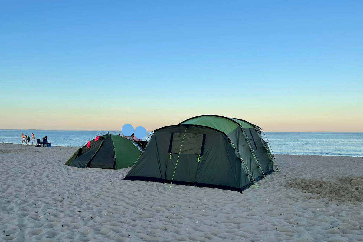 Beach campers seen at Sandbanks beach in Poole Bournemouth Echo pic