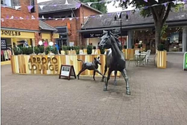 Bournemouth Echo: The Furlong's popular mare and foal sculpture next to the Arboro Lounge seating