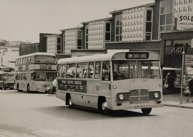 Bournemouth Echo: Yellow Buses making their way up Commercial Road, Bournemouth, in the 1970s.