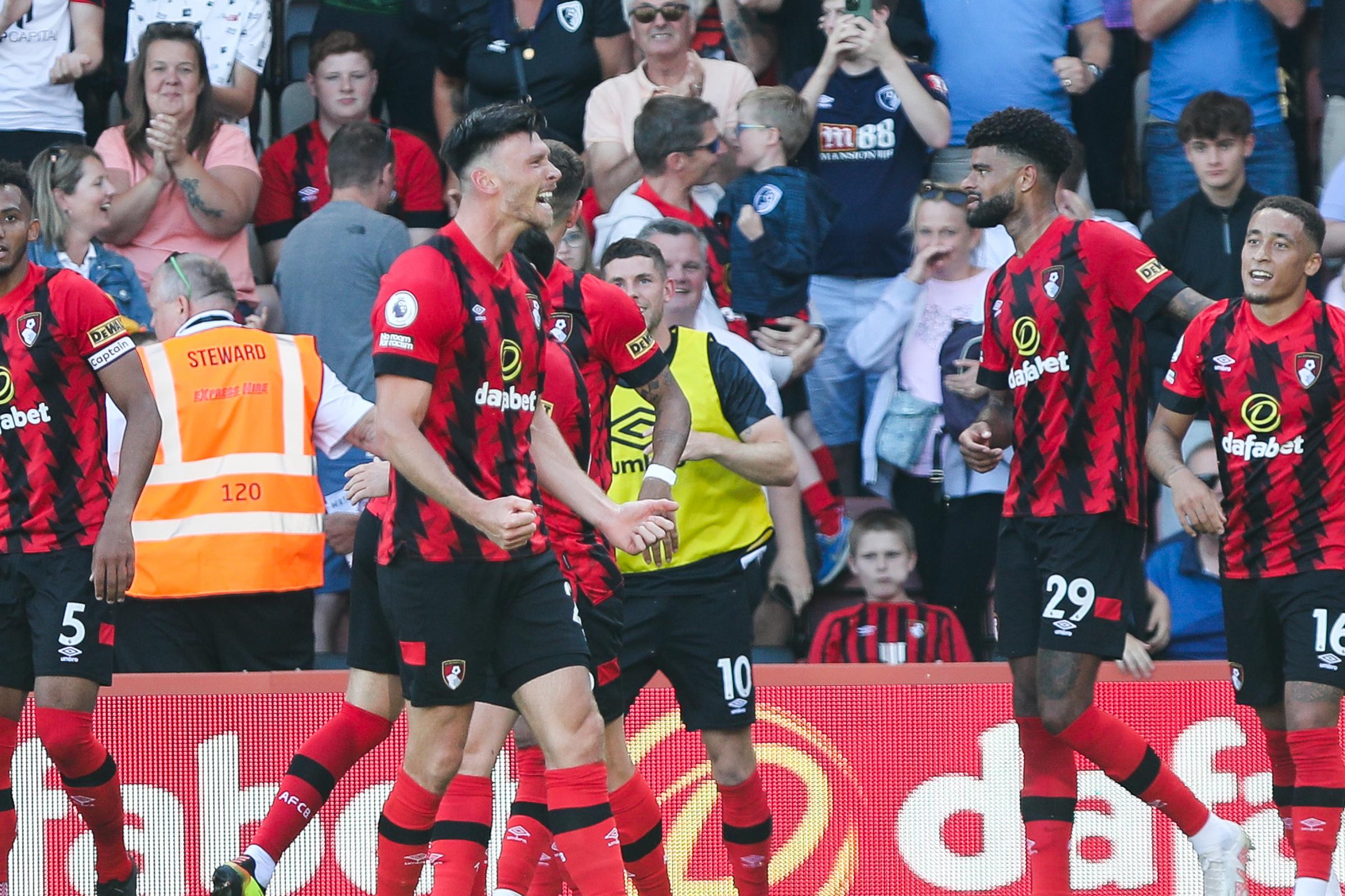 AFC Bournemouth v Aston Villa in first game of the new Premier League season at Vitality Stadium. Kieffer Moore goal..Picture by Richard Crease.