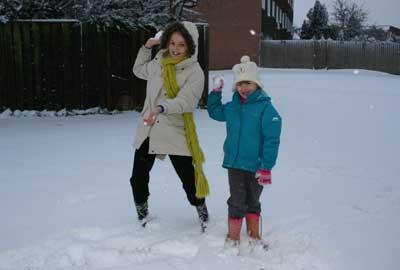 December 2, 2010. Lauren Stubbs, 12, and her sister Olivia of Canford Heath. Picture from Sally Northeast.