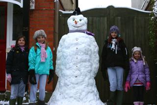 A snowman made by Izzy & Anna Light, and Ellie and Maddie Macdonald all from Moordown Bournemouth.