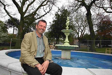Richard Nicholson, technical and development team leader from Poole Council, by the cast iron Victorian fountain in Parkstone Park