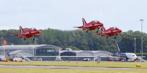The Red Arrows depart Bournemouth Airport