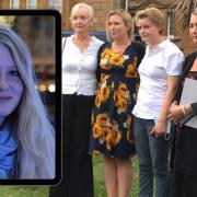 Gaia Pope-Sutherland and main picture, her family outside Bournemouth Town Hall yesterday