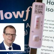 Positive Covid test, PA/Wire. Inset: Sam Crowe, director of Public Health for Dorset Council and Bournemouth, Christchurch and Poole Council