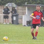 Tyrone Carkeet (Poppies) in action during the pre-season friendly between Sherborne Town and Bournemouth 'Poppies' on 10th July 2021 at Raleigh Grove, Sherborne, Dorset. Photo: Ian Middlebrook