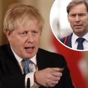 Tobias Ellwood, inset, has called for Boris Johnson to resign for months