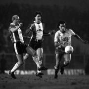 Chasing the ball, left to right, Southampton's David Armstrong, captain Steve Williams, and Sheffield Wednesday's Imre Varadi (Picture: PA Archive)