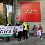 Education staff on strike outside Southwark College
