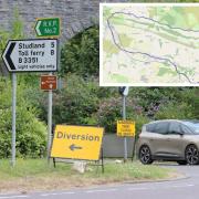 12-mile diversion route for B3351 roadworks at Corfe Castle