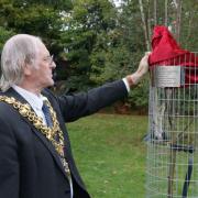 Poole mayor Cllr Tony Trent unveiling the tree plaque
