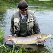 Paul Greenacre with his large salmon