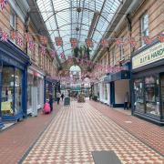 Bunting inside Westbourne Arcade for the coronation