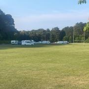 Travellers have set up camp at Meyrick Park in Bournemouth.