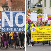 Protests on Portland against Bibby Stockholm barge