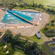 CGI of the plan for a surf lagoon at Brocks Pine next to Avon Heath Country Park off the A31