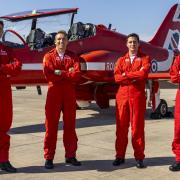 New pilots: (left-to-right) Flt Lt George Hobday, Sqn Ldr Jon Bond, Flt Lt Dustin Wales and Flt Lt Chris McCann