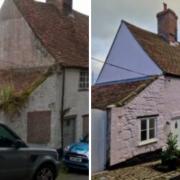 A before and after of the cottage on Gold Hill  famous for being in a Hovis advert