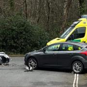 Motorcyclist airlifted to hospital with serious injuries after crash