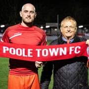 Josh Staunton (left) with Poole Town director Andy Rossiter