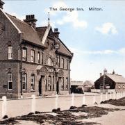 The former The George Inn, New Milton has been made into an apartment building with two houses.