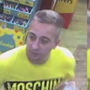 An image of a man police want to speak with in relation to the theft
