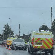 Police called to two-vehicle crash that partially blocked road