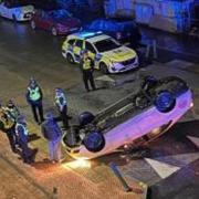 Car flips on its roof in Bournemouth