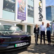 Volvo EX30 (l-r), Lucy Funnell (Corporate Development Executive, Lighthouse), Dave Tindall (Head of Marketing, Ocean Automotive), Elysha Willis (Marketing and CRM Manager, Ocean Automotive), Martyn Balson (General Manager, Lighthouse)