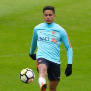 Justin Kluivert pictured training with the Netherlands near the time of his debut