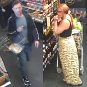 Police have released CCTV after 21 bottles of champagne were stolen from M&S.