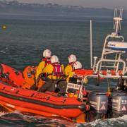 Mudeford RNLI were called to help save a struggling swimmer off Avon beach.
