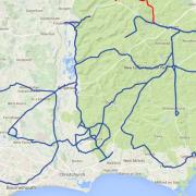 Cyclist uses GPS to draw a 212 mile giant bike around Bournemouth and the New Forest