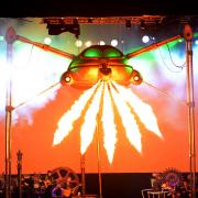 RS051214WOTW-2014.JEFF WAYNE'S WAR OF THE WORLDS THE NEW GENERATION LIVE 2014.Photograph By : Roy Smiljanic.Pictured : Production Still :The Martian Spaceship breathes fire..
