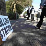 Pic - Corin Messer - 02/05/13 - cElecVox8 .County council elections take place in the Christchurch and East Dorest areas. .Voters at the polling station at Highcliffe School. .COPYRIGHT - BOURNEMOUTH DAILY ECHO..