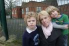 SCHOOL RUN: Michelle with Charlie, left, and George