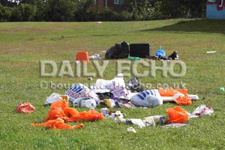 Rubbish left behind after travellers move on from Duck Lane playing fields in Bournemouth
