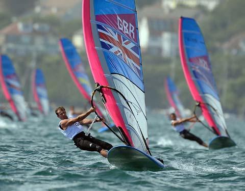 Nick Dempsey on his way to windsurfing silver