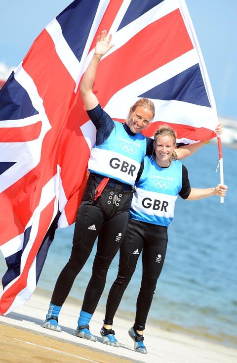 Saskia Clark and Hannah Mills after winning silver in the Women's 470