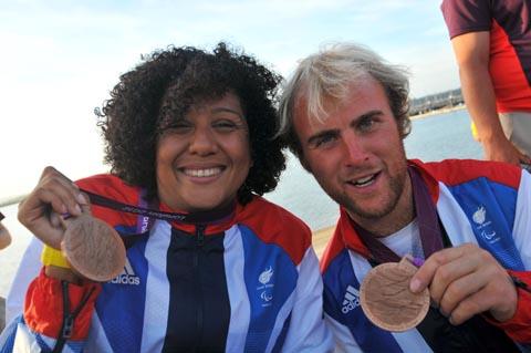 Paralympic sailing medal ceremony, Alexandra Rickham and Niki Birrell 