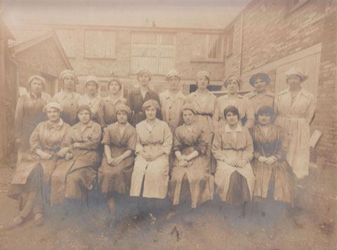 World War One female munition workers at Edwards & Co in Bournemouth. 