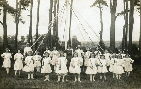 This photograph of children dancing around the maypole at St Mark's Talbot Village School was emailed by Judith Haines, née Hopkins, or Larch way, Ferndown. Judith thinks the photograph was taken on May Day 1915 or 1916.